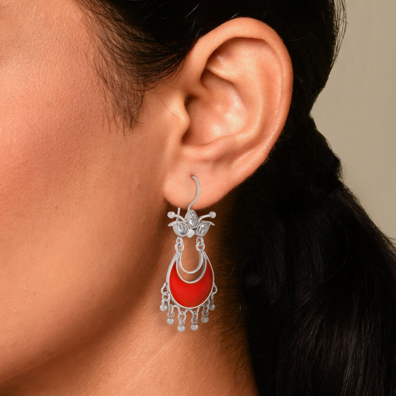 Shreya Earrings Red