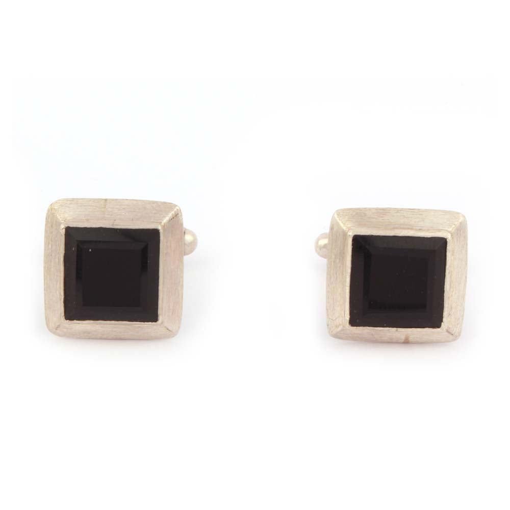 Black Onyx Silver Cufflinks