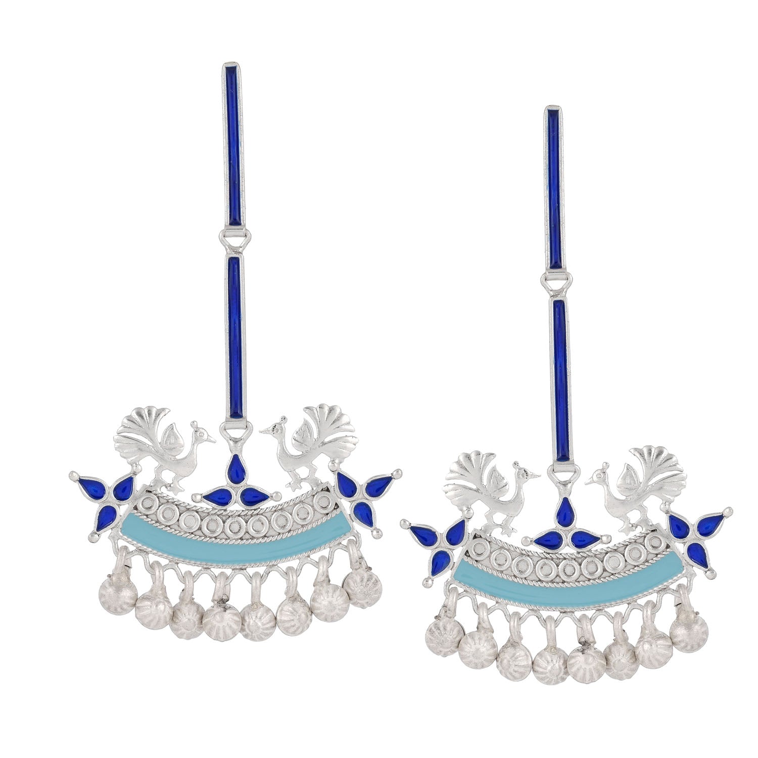 Peacock Swing Earrings Blue