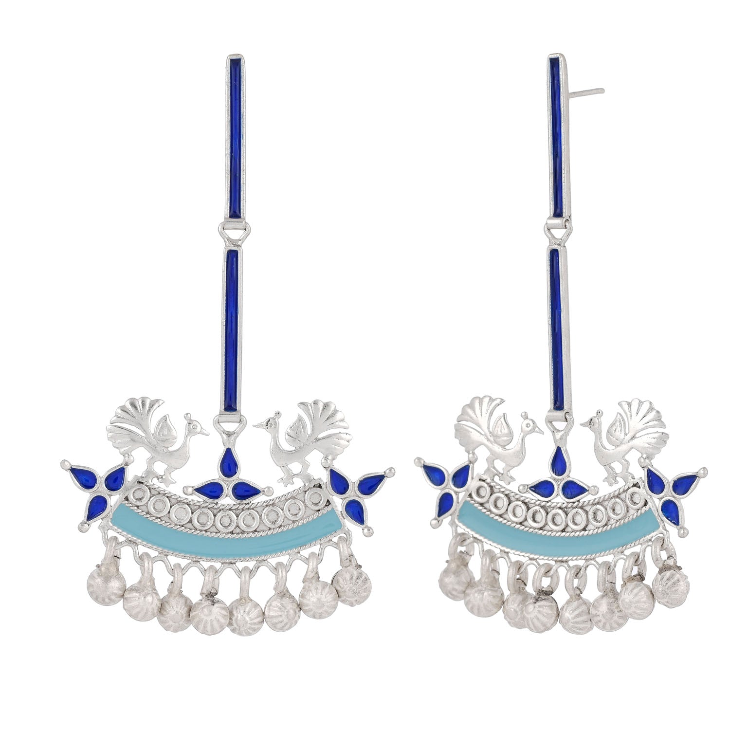 Peacock Swing Earrings Blue