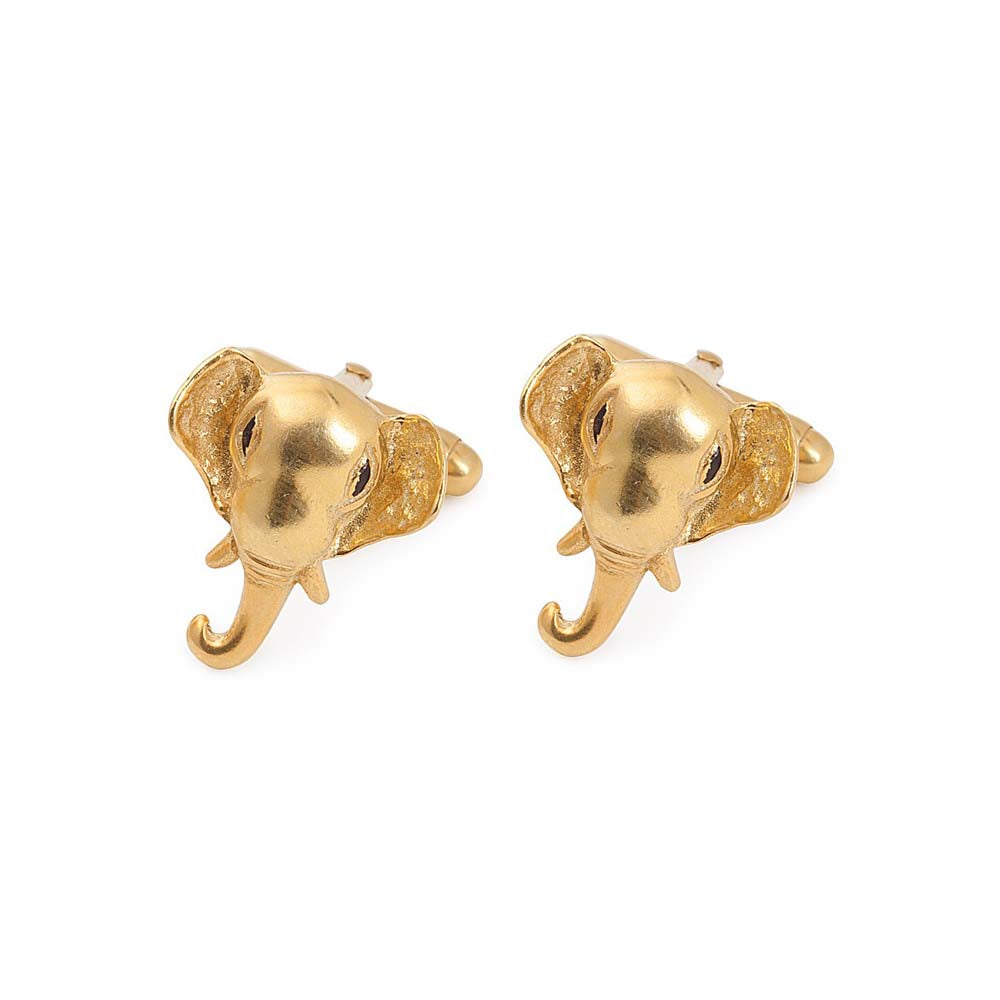 Elephant Silver Cufflinks Gold Plated