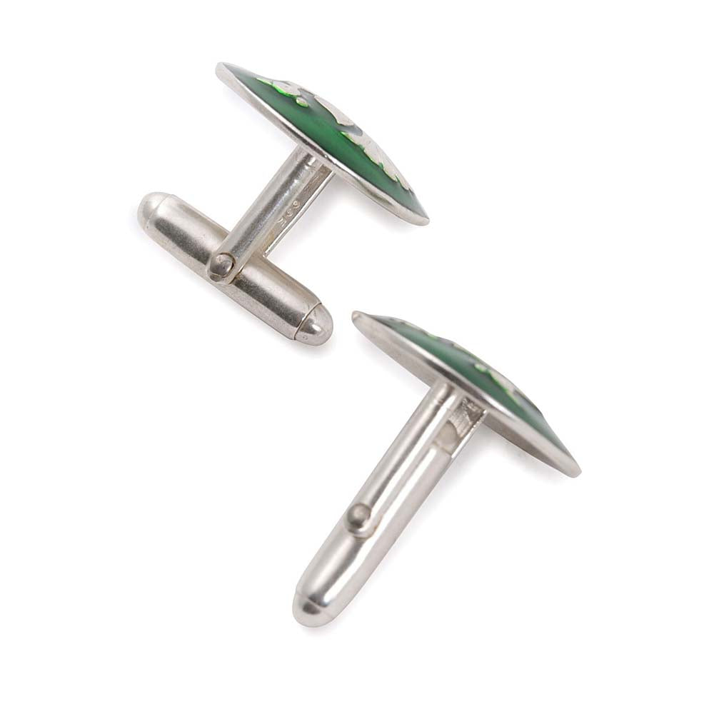 Peacock Silver Cufflinks Green