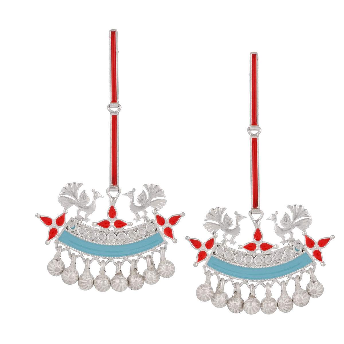 Peacock Swing Earrings Aqua