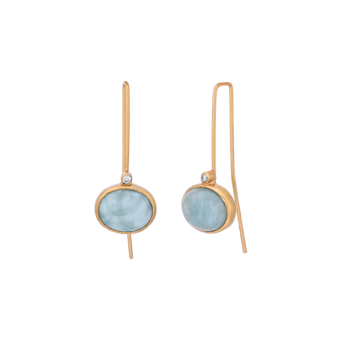 Rambha Earrings Larimar Gold