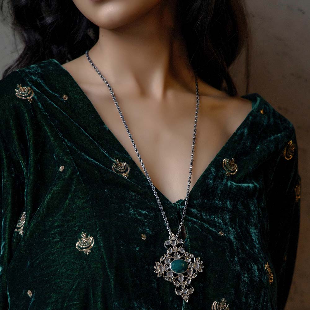 Nargis Necklace Green Onyx